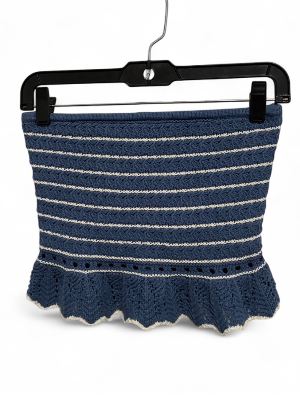 American Eagle Outfitters Blue and Cream Striped Knit Skirted Tube Top